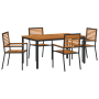 Juego de Comedor de Jardín de 5 Piezas Negro de Polirratan Acacia by , Garden chairs - Ref: Foro24-3365496, Price: 412,71 €, ...