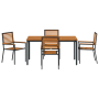 Juego de Comedor de Jardín de 5 Piezas Negro de Polirratan Acacia by , Garden chairs - Ref: Foro24-3365496, Price: 412,71 €, ...