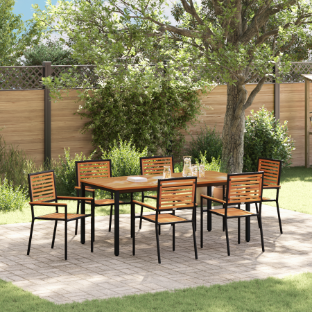 Juego de Comedor de Jardín de 7 Piezas Negro Poliratán Acacia by , Garden chairs - Ref: Foro24-3365502, Price: 549,58 €, Disc...