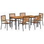 Juego de Comedor de Jardín de 7 Piezas Negro Poliratán Acacia by , Garden chairs - Ref: Foro24-3365502, Price: 549,58 €, Disc...