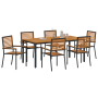 Juego de Comedor de Jardín de 7 Piezas Negro Poliratán Acacia by , Garden chairs - Ref: Foro24-3365502, Price: 549,58 €, Disc...