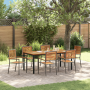 Conjunto de Comedor de Jardín de 7 Piezas en Gris de Polirratán y Acacia by , Garden chairs - Ref: Foro24-3365503, Price: 554...