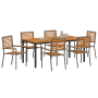 Conjunto de Comedor de Jardín de 7 Piezas en Gris de Polirratán y Acacia by , Garden chairs - Ref: Foro24-3365503, Price: 554...
