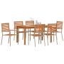 Conjunto de comedor de jardín de 7 piezas Beige Polyratán Acacia | Foro24.es | Tu tienda online para hogar, jardín y más Foro24.es