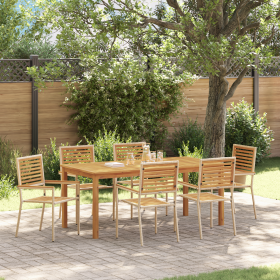 Juego de Comedor de Jardín de 7 Piezas Beige de