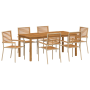 Juego de Comedor de Jardín de 7 Piezas Beige de Poly Rattan Acacia von , Gartenstühle - Ref: Foro24-3365543, Preis: 545,07 €,...