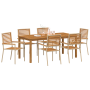 Juego de Comedor de Jardín de 7 Piezas Beige de Poly Rattan Acacia von , Gartenstühle - Ref: Foro24-3365543, Preis: 545,07 €,...