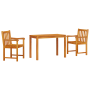 Conjunto de comedor para el jardín de 3 piezas de madera maciza