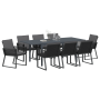 Juego de Comedor de Jardín de 9 Piezas con Cojines Ratan Negro Poliéster von , Gartentische - Ref: Foro24-3378830, Preis: 948...