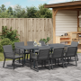 Juego de Comedor de Jardín de 9 Piezas con Cojines Ratan Negro Poliéster von , Gartentische - Ref: Foro24-3378830, Preis: 948...