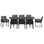 Juego de Comedor de Jardín de 9 Piezas con Cojines Ratan Negro Poliéster von , Gartentische - Ref: Foro24-3378830, Preis: 948...