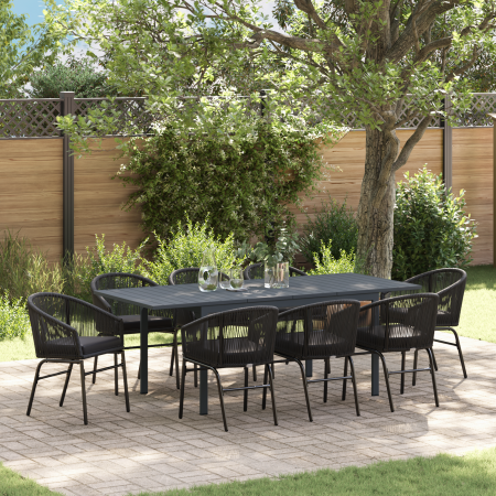 Juego de Comedor de Jardín de 10 Piezas con Cojines Negro Rattan Sintético von , Gartentische - Ref: Foro24-3378831, Preis: 1...