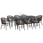 Juego de Comedor de Jardín de 10 Piezas con Cojines Marrones de Ratán de Poliéster von , Gartentische - Ref: Foro24-3378832, ...