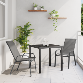 Juego de Comedor de Jardín de 3 Piezas Gris Textilene y Acero