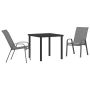 Juego de Comedor de Jardín de 3 Piezas Gris Textilene y Acero