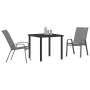 Juego de Comedor de Jardín de 3 Piezas Gris Textilene y Acero