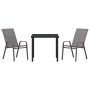 Juego de Comedor de Jardín de 3 Piezas Gris Textilene y Acero