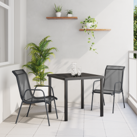 Set de Comedor Jardín de 3 Piezas Negro Textileno y Acero de , Sillas de jardín - Ref: Foro24-3379135, Precio: 138,91 €, Desc...