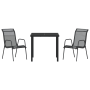 Set de Comedor Jardín de 3 Piezas Negro Textileno y Acero de , Sillas de jardín - Ref: Foro24-3379135, Precio: 138,91 €, Desc...