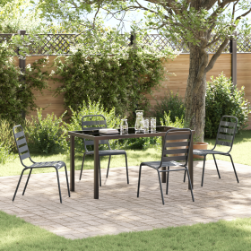 Juego de comedor de jardín de 5 piezas en acero gris oscuro by , Garden chairs - Ref: Foro24-3379298, Price: 293,65 €, Discou...