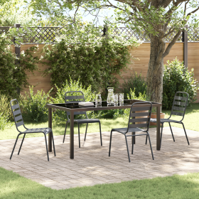 Set de comedor de jardín de 5 piezas en acero gris oscuro by , Garden chairs - Ref: Foro24-3379299, Price: 302,09 €, Discount: %