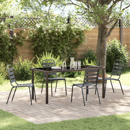 Set de comedor de jardín de 5 piezas en acero gris oscuro by , Garden chairs - Ref: Foro24-3379299, Price: 302,09 €, Discount: %