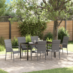 Juego de Comedor de Jardín de 7 Piezas Poliratán Gris von , Gartenstühle - Ref: Foro24-3379412, Preis: 380,33 €, Rabatt: %