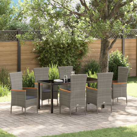 Conjunto de Comedor de Jardín de 7 Piezas con Cojines de Ratán Gris by , Garden chairs - Ref: Foro24-3379433, Price: 569,11 €...
