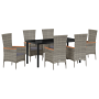 Conjunto de Comedor de Jardín de 7 Piezas con Cojines de Ratán Gris by , Garden chairs - Ref: Foro24-3379433, Price: 569,11 €...
