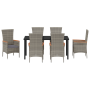 Conjunto de Comedor de Jardín de 7 Piezas con Cojines de Ratán Gris by , Garden chairs - Ref: Foro24-3379433, Price: 569,11 €...