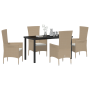 Juego de Comedor de Jardín de 5 Piezas con Cojines Beige Poli Ratán by , Garden chairs - Ref: Foro24-3379459, Price: 394,90 €...