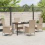 Juego de Comedor de Jardín de 5 Piezas con Cojines Beige Poli Ratán by , Garden chairs - Ref: Foro24-3379459, Price: 394,90 €...