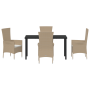 Juego de Comedor de Jardín de 5 Piezas con Cojines Beige Poli Ratán by , Garden chairs - Ref: Foro24-3379459, Price: 394,90 €...