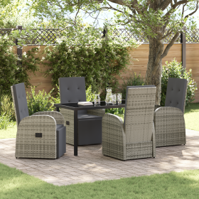 Conjunto de Comedor de Jardín de 5 Piezas con Cojines Gris Poliratán von , Gartenstühle - Ref: Foro24-3379501, Preis: 736,88 ...