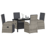 Conjunto de Comedor de Jardín de 5 Piezas con Cojines Gris Poliratán von , Gartenstühle - Ref: Foro24-3379501, Preis: 736,88 ...