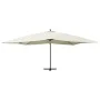 Sombrilla voladiza poste madera blanco arena 400x300 cm de vidaXL, Sombrillas - Ref: Foro24-318429, Precio: 151,94 €, Descuen...