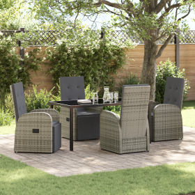 Conjunto de Comedor de Jardín de 5 Piezas con Cojines Gris Poliratán von , Gartenstühle - Ref: Foro24-3379502, Preis: 751,95 ...