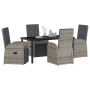 Conjunto de Comedor de Jardín de 5 Piezas con Cojines Gris Poliratán by , Garden chairs - Ref: Foro24-3379502, Price: 751,95 ...