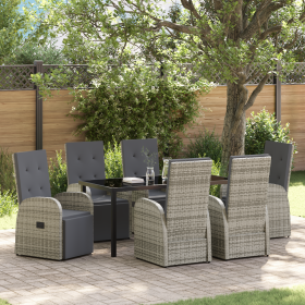 Juego de comedor de jardín de 7 piezas con cojines gris poliratán von , Gartenstühle - Ref: Foro24-3379503, Preis: 1,00 €, Ra...