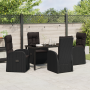 Juego de Comedor de Jardín de 5 Piezas con Cojines Negros de Poliratán von , Gartenstühle - Ref: Foro24-3379508, Preis: 756,8...