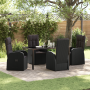Conjunto de Comedor de Jardín de 5 Piezas con Cojines Negro Ratán Poliéster by , Garden chairs - Ref: Foro24-3379509, Price: ...
