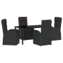 Conjunto de Comedor de Jardín de 5 Piezas con Cojines Negro Ratán Poliéster by , Garden chairs - Ref: Foro24-3379509, Price: ...
