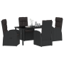 Conjunto de Comedor de Jardín de 5 Piezas con Cojines Negro Ratán Poliéster by , Garden chairs - Ref: Foro24-3379509, Price: ...