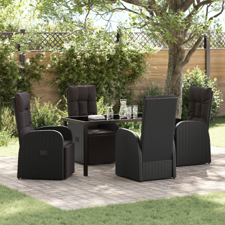 Set de 5 piezas de comedor de jardín con cojines - Ratán polipropileno negro von , Gartenstühle - Ref: Foro24-3379515, Preis:...