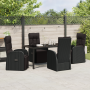 Juego de comedor de jardín de 5 piezas con cojines negro poliratán von , Gartenstühle - Ref: Foro24-3379516, Preis: 779,99 €,...