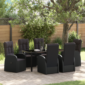 Juego de comedor de jardín de 7 piezas con cojines Poliratán negro by , Garden chairs - Ref: Foro24-3379524, Price: 1,00 €, D...