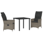 Set de Comedor de Jardín de 3 Piezas de con Cojines Gris de Ratán Polímero by , Garden chairs - Ref: Foro24-3379548, Price: 3...
