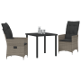 Set de Comedor de Jardín de 3 Piezas de con Cojines Gris de Ratán Polímero by , Garden chairs - Ref: Foro24-3379548, Price: 3...