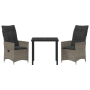 Set de Comedor de Jardín de 3 Piezas de con Cojines Gris de Ratán Polímero by , Garden chairs - Ref: Foro24-3379548, Price: 3...