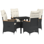 Set de Comedor de Jardín de 5 Piezas con Cojines Negro Poliratán | Foro24.es | Tu tienda online para hogar, jardín y más Foro24.es